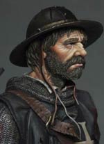 Busto a escala 1/6 de la casa de miniaturas, Andrea Miniaturas, representando a un cruzado veterano en Tierra Santa. 