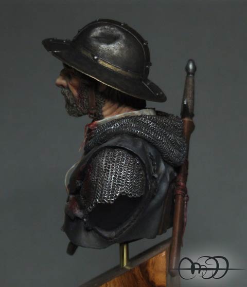 Busto a escala 1/6 de la casa de miniaturas, Andrea Miniaturas, representando a un cruzado veterano en Tierra Santa. 