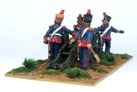 pieza de artilleria francesa del periodo napoleonico, ca&ntilde;on y cuatro artilleros incluidos. 