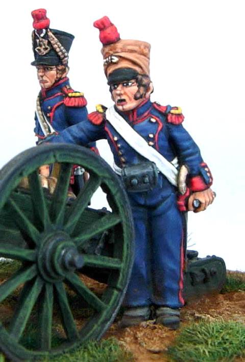 pieza de artilleria francesa del periodo napoleonico, ca&ntilde;on, oficial  y tres artilleros incluidos. 