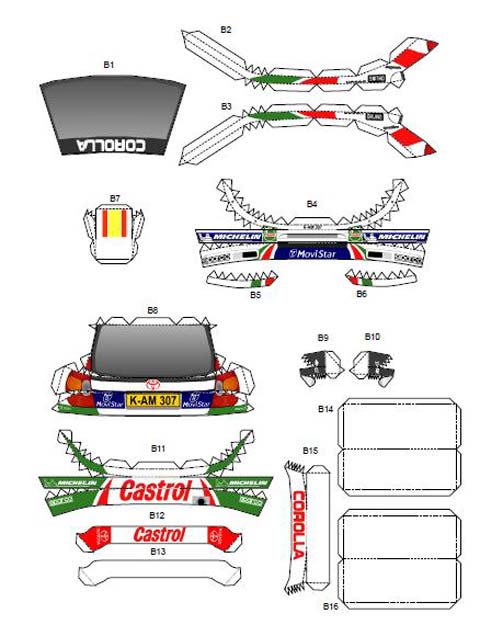 Recortable Toyota Corolla WRC - 1998 NUEVA ZELANDA