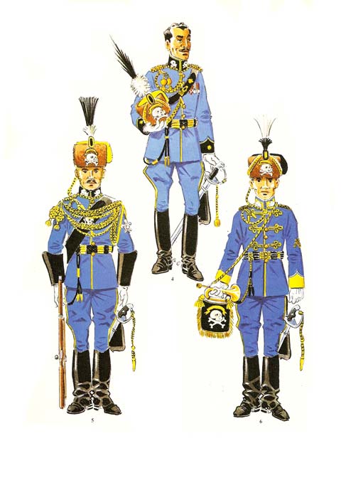 n&ordm; 04 - Comandante del Regimiento Lusitania,de gala.1909-1926. n&ordm; 05 - Batidor del Regimiento Lusitania, de gala 1909-26. n&ordm; 06 - Trompeta del Regimiento Lusitania, de gala1909-26.