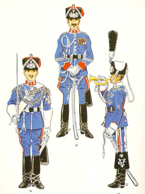 n&ordm; 28 - Sargento del Regimiento Victoria Eugenia, de media gala fuera de formaci&oacute;n. n&ordm; 29 - Batidor del Regimiento Victoria Eugenia, de media gala 1911-26. n&ordm; 30 - Trompeta del Regimiento Victoria Eugenia, de gala,1911-26. 