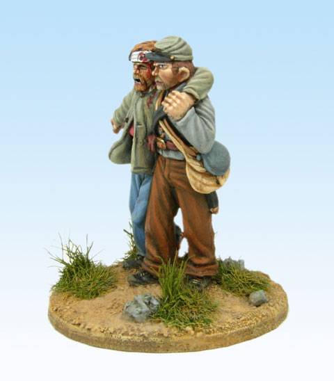 Figuras de la casa de miniaturas, Perry Miniatures a escala de 28 mm. de dos soldados de infanteria confederados durante la Guerra Civil Americana 1861 - 1865.