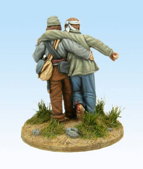 Figuras de la casa de miniaturas, Perry Miniatures a escala de 28 mm. de dos soldados de infanteria confederados durante la Guerra Civil Americana 1861 - 1865.