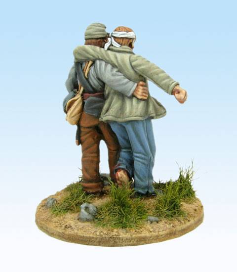 Figuras de la casa de miniaturas, Perry Miniatures a escala de 28 mm. de dos soldados de infanteria confederados durante la Guerra Civil Americana 1861 - 1865.