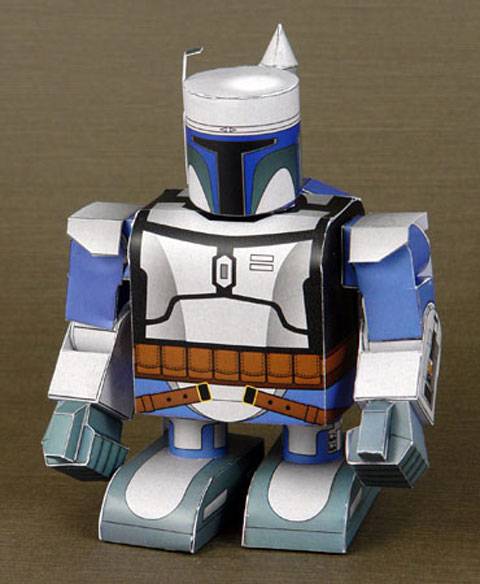 Recortable de papel o cartulina de Jango Fett en la versi&oacute;n infantil - Frontal 