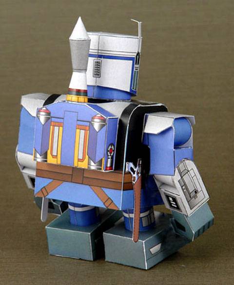 Recortable de papel o cartulina de Jango Fett en la versi&oacute;n infantil - Trasera  