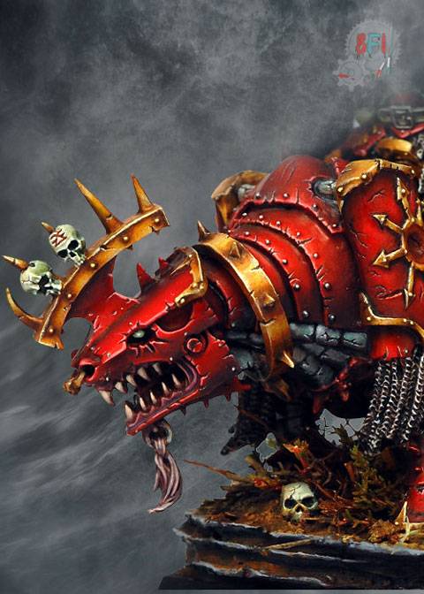 Se&ntilde;or del Caos de Khorne en su Juggernaut - Escala 30mm