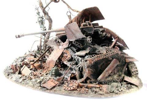 Diorama Marder III Destrozado - Escala 1/35