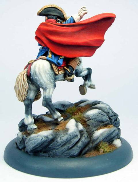Figura de Napoleon cruzando los Alpes de la casa de miniaturas Wargames Foundry a escala 28 mm.