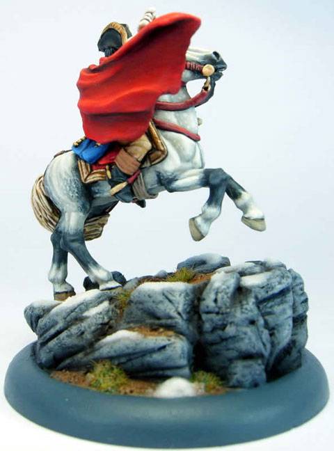 Figura de Napoleon cruzando los Alpes de la casa de miniaturas Wargames Foundry a escala 28 mm.