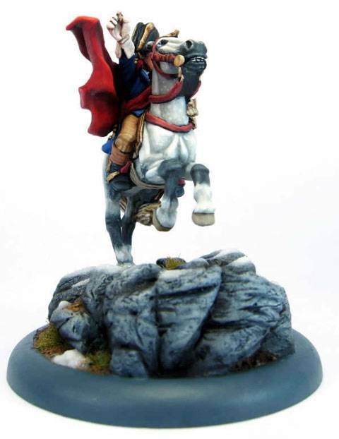 Figura de Napoleon cruzando los Alpes de la casa de miniaturas Wargames Foundry a escala 28 mm.