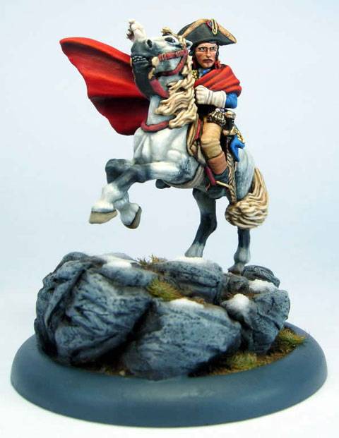 Figura de Napoleon cruzando los Alpes de la casa de miniaturas Wargames Foundry a escala 28 mm.