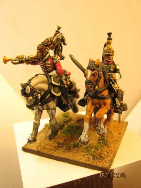 Trompeta y Oficial 1 Rgt de Dragones Franceses - Escala 28mm