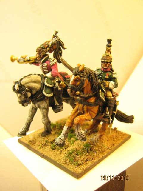 Trompeta y Oficial 1 Rgt de Dragones Franceses - Escala 28mm