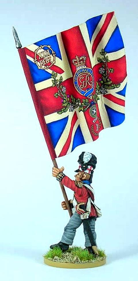 abandaderado britanico de la infanteria de linea perteneciente a una compa&ntilde;ia de centro de los Highlander durante la campa&ntilde;a de 1806 - 1815. 