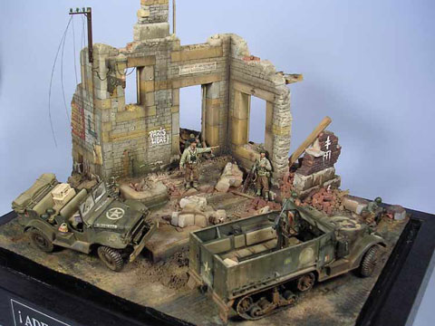 Diorama a escala 1/35 recreando una escena durante la liberaci&oacute;n de Par&iacute;s en 1944 por la novena divisi&oacute;n americana. 