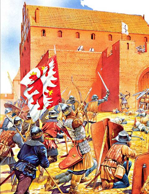 Asedio de Gilgenburg, a&ntilde;o 1410 por los ejercitos aliados de Lituania y Polonia