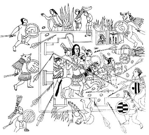 Grabado Azteca de una Batalla