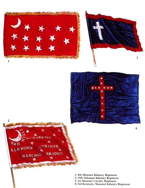 1 - 4th Missouri Infantry Regiment 2 - 15th Arkansas Infantry Regiment 3 - 1st Missouri Cavalry Regiment 4 - 3rd Kentucky Mounted Infantry Regiment