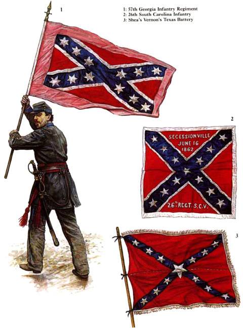 1 - 57th Georgia Infantry Regiment 2 - 26th South Carolina Infantry 3 - Sheas&acute;s Vernon Texas Battery