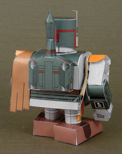 Recortable de papel o cartulina de Boba Fett en su versi&oacute;n infantil.