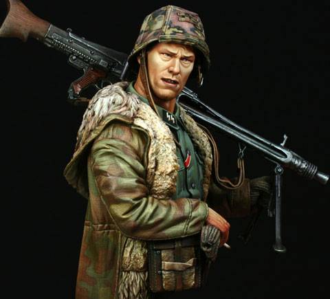 Busto Portador de MG-42 Waffen SS - Ardenas 1944. 
