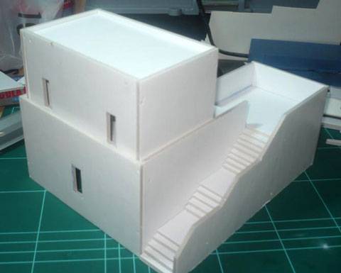 Casa Arabe fabricada en Carton PLuma - Escala 28 mm.