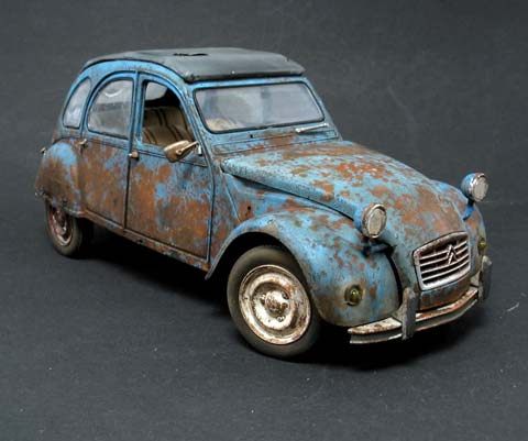 Diorama Citroen 2 Cv Abandonado - Escala 1/24
