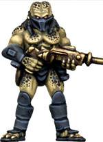 Figuras a escala de 28 mm de la casa de miniaturas SF Copplestone & GZG, representado a un grupo de asalto de la pelicula depredador. 