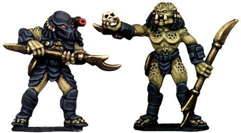 Figuras a escala de 28 mm de la casa de miniaturas SF Copplestone & GZG, representado a un grupo de asalto de la pelicula depredador. 