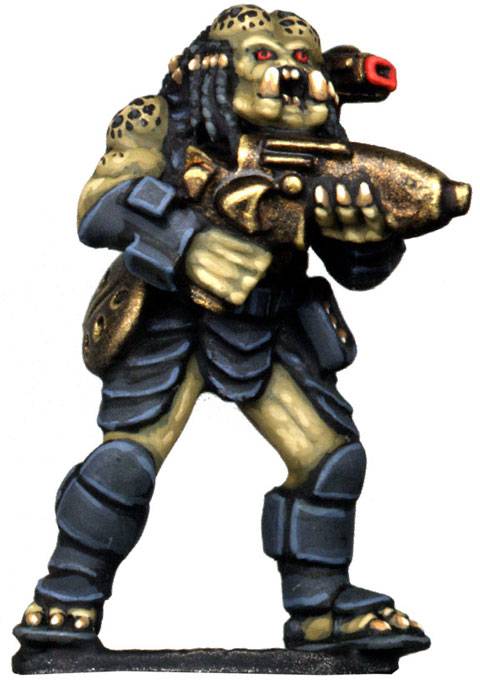 Figuras a escala de 28 mm de la casa de miniaturas SF Copplestone & GZG, representado a un grupo de asalto de la pelicula depredador. 
