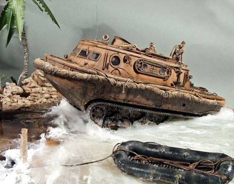Diorama de un desembarco en el Norte de Africa.
