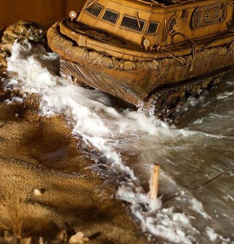 Diorama de un desembarco en el Norte de Africa.