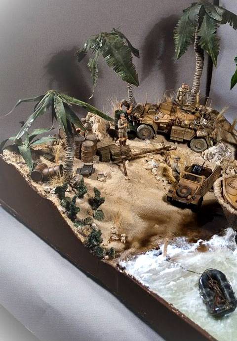 Diorama de un desembarco en el Norte de Africa.