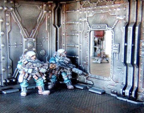 Diorama - Dreadnought del Caos vs Guardias Imperiales.