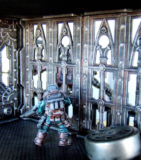 Diorama - Dreadnought del Caos vs Guardias Imperiales.