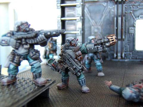 Diorama - Dreadnought del Caos vs Guardias Imperiales.