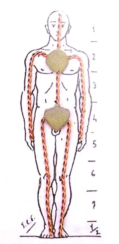 Con hilo de cobre formamos el esqueleto siguiendo de forma exacta el contorno de la figura - Paso 2