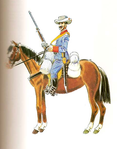 Guardia de Caballeria en uniforme de Servicio y Campa&ntilde;a (1884-1898)