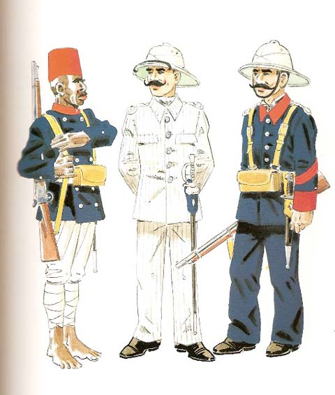 GUARDIA CIVIL EN GUINEA 1907  Guardia Indigena Oficial en uniforme de paseo fuera de formaci&oacute;n Cabo en uniforme de Servicio