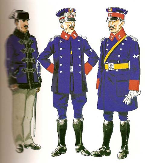 Capitan de diario con pelliza (1922) Motorista con chaqueton de invierno (1921) Conductor con capote (1921)