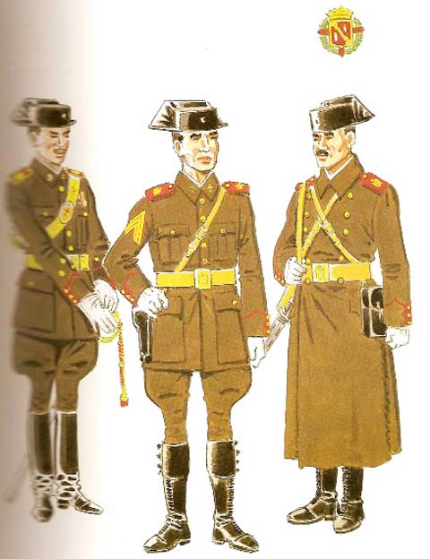 COMPA&Ntilde;IA DE LA GUARDIA CIVIL DEL REGIMIENTO DE S.E. EL GENERALISIMO FRANCO (1940- 52)  Capitan en uniforme de Gala en Formaci&oacute;n (1943-58) Guardia en uniforme de Paseo (1940-52) Guardia en uniforme de Servicio en invierno (1942-52)