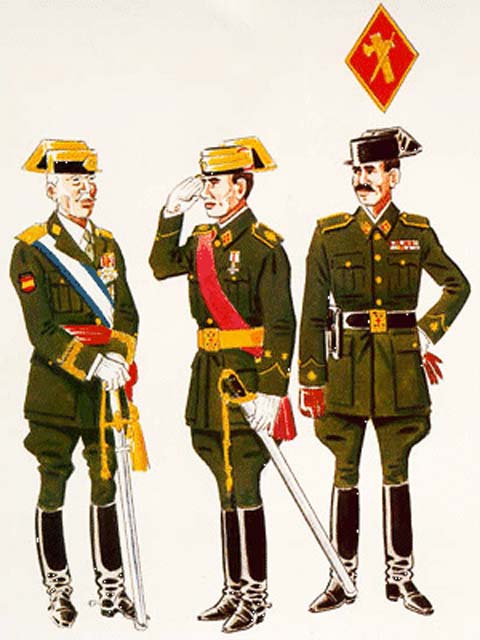 General de Brigada con Uniforme de Gala (1943&ndash;58) Teniente con Uniforme de Gala fuera de formaci&oacute;n (1943&ndash;52) Comandante con Uniforme de diario (1943&ndash;52)