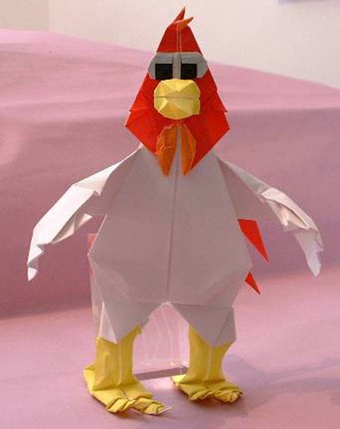El Gallo  creado con Papel