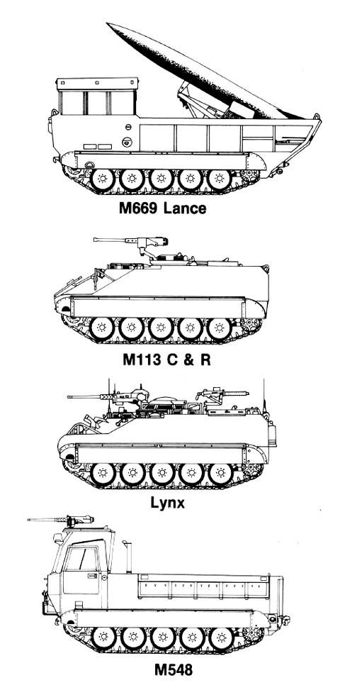 La familia M113 cuenta aproximadamente con 12 versiones de veh&iacute;culos ligeros a oruga utilizados en gran cantidad de cometidos de combate.