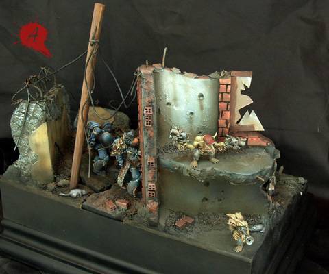 Un diorama sobre un grupo de Marines espaciales en una mision de busqueda