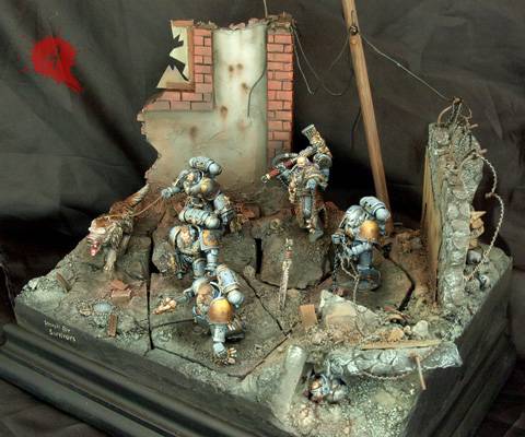 Un diorama sobre un grupo de Marines espaciales en una mision de busqueda