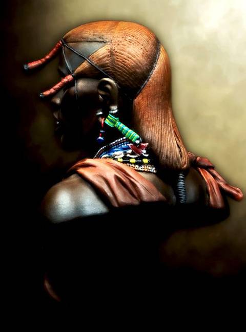 Busto de un Guerrero Masai. 